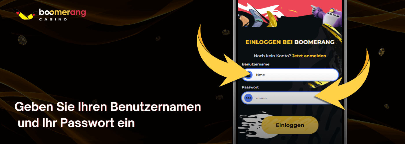 Geben Sie Ihren Benutzernamen und Ihr Passwort ein